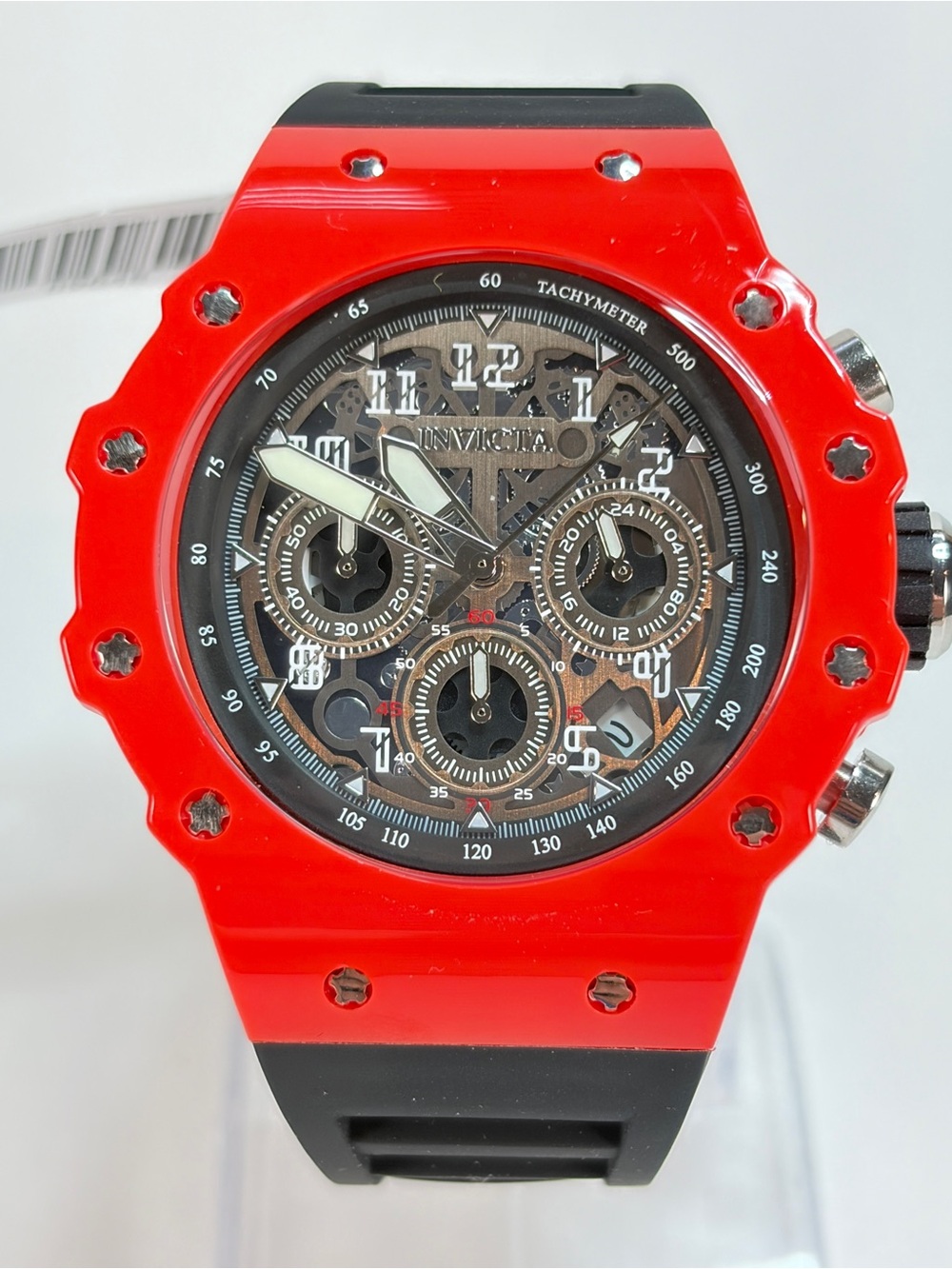 Invicta Racing Vaulthan 44mm Red and Black Chronograph Skeleton Dial Watch 69648